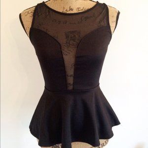 Black, Peplum Tank
